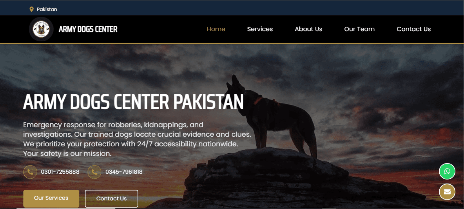 Army Dog Centre Pakistan — Security Services Platform